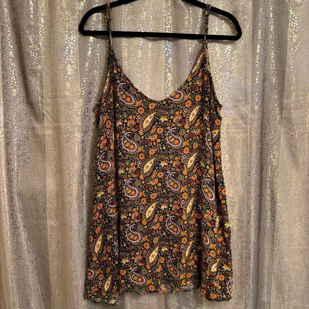 Shyanne Colorful Blue Red Yellow Paisley Floral Mini Dress/Top Large